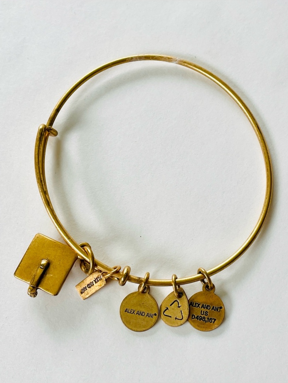 Alex and Ani Gold Graduation Cap Charm Bangle Bracelet
